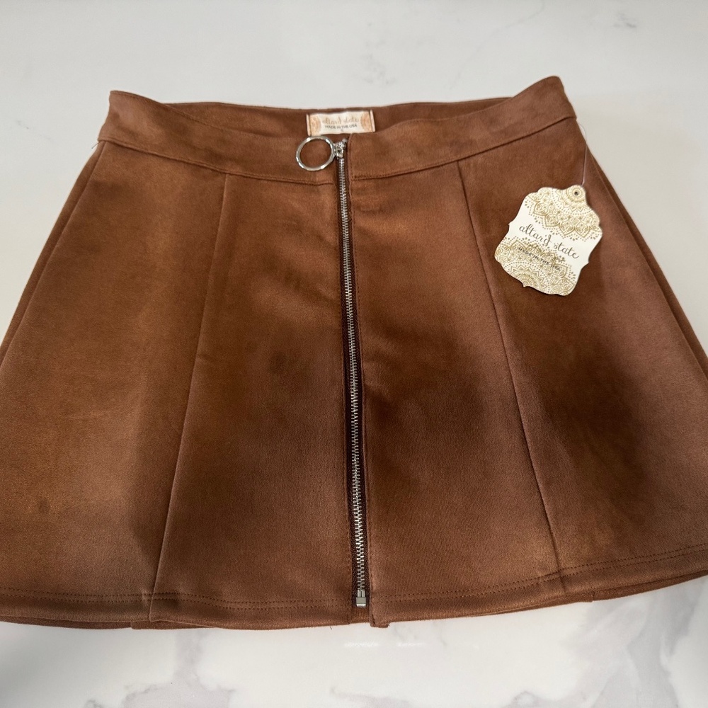 Altar'd State Brown Faux Suede Mini Skirt - Picture 3 of 11
